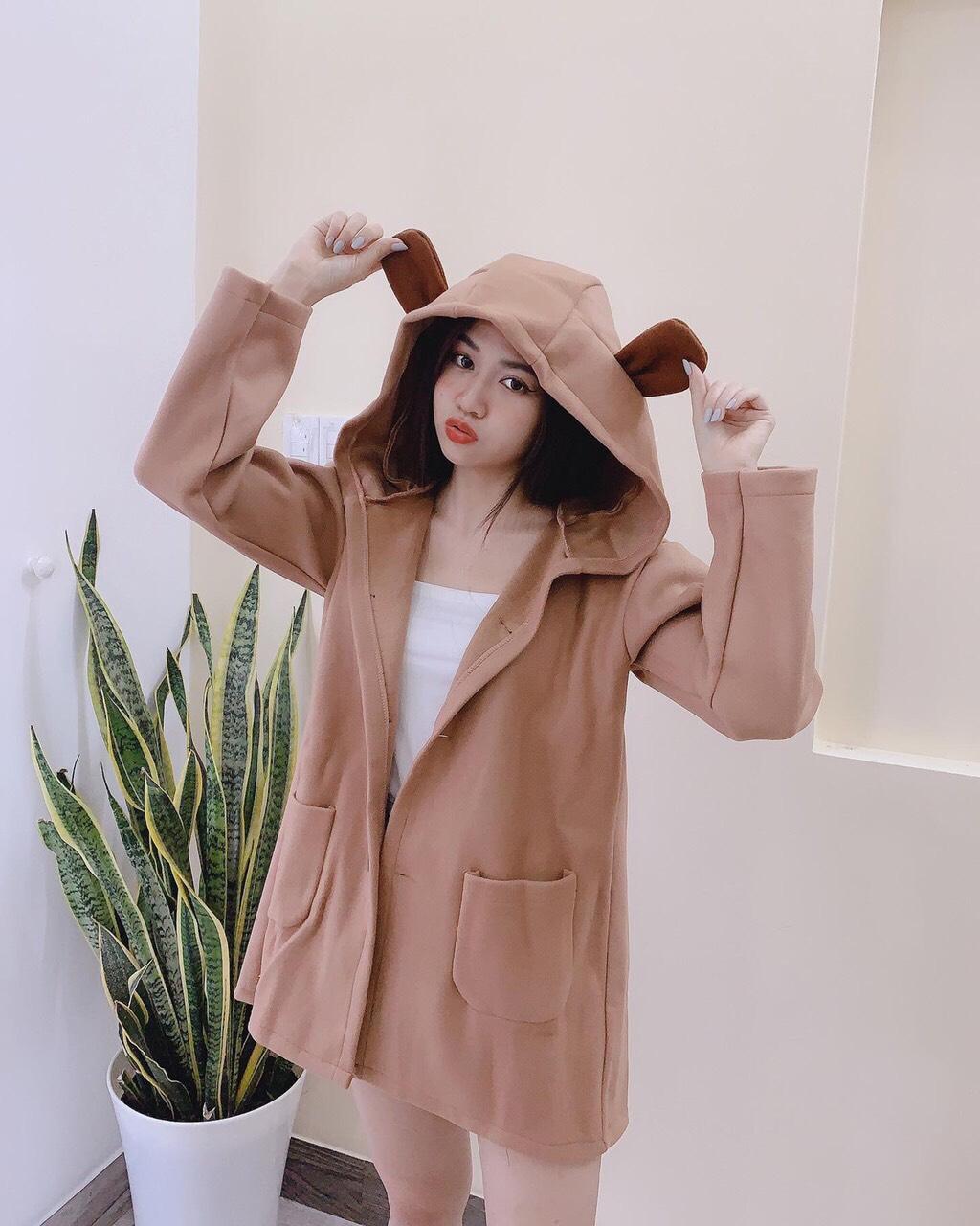 Áo khoác có nón tai gấu siêu cute