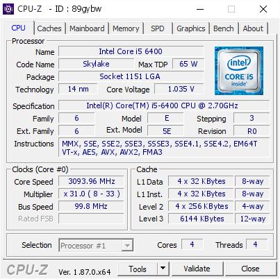CPU Intel Core I5-6400 2.7GHz