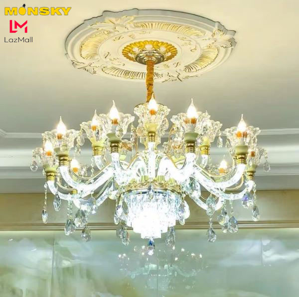 Đèn chùm MONSKY HUESE kiểu dáng hiện đại 15 tay trang trí nhà cửa sang trọng .