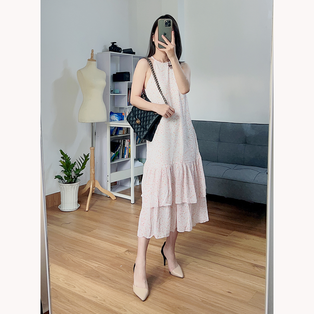 Đầm yếm, váy hoa nhí bèo nhún RD027