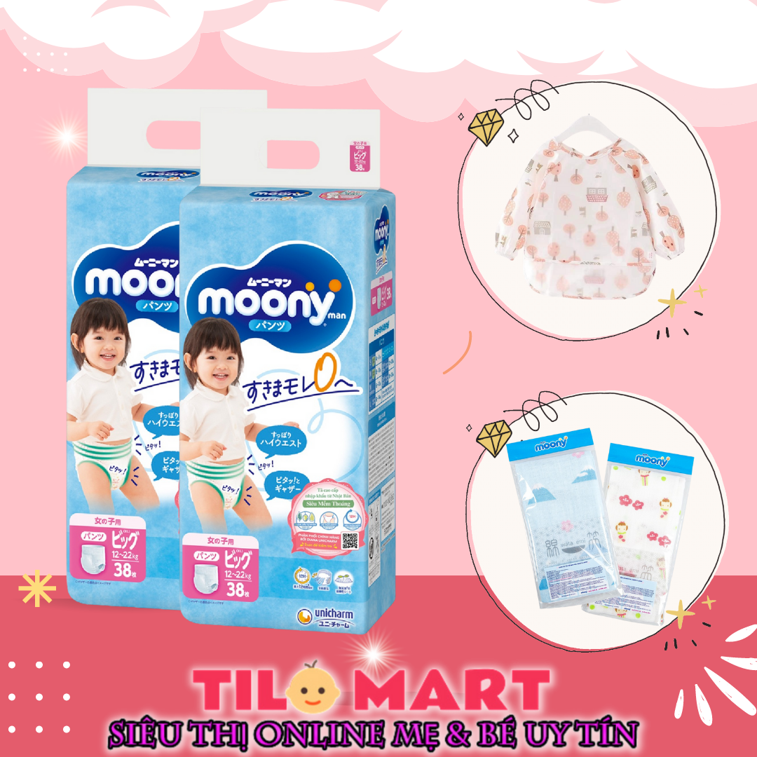 [MẪU MỚI] Bỉm quần/ Tã quần Moony XL38 bé gái (XL38 girl Moony)