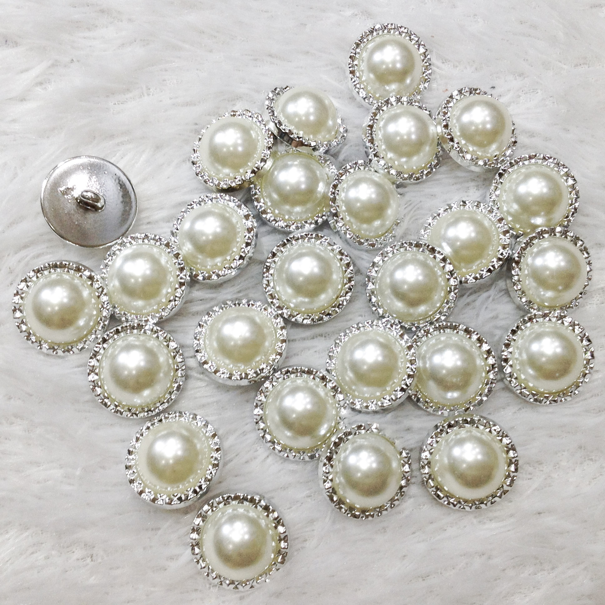 Nút áo ngọc trai viền bạc veston Cúc áo hạt trai xà cừ viền vàng khoác dạ tweed thanh lịch size 2.2CM [GÓI 2 CÚC]