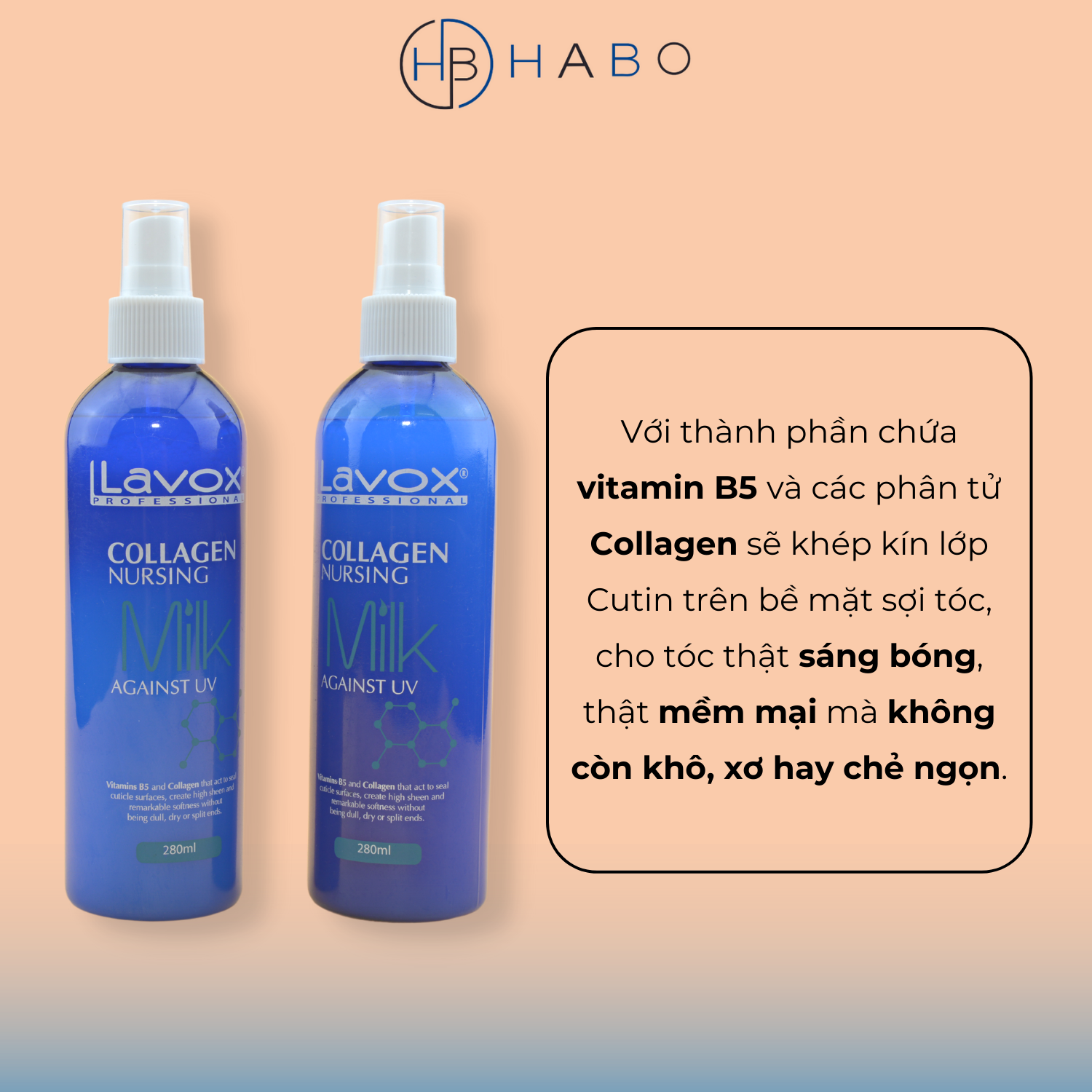 Xịt dưỡng tóc Lavox Collagen chống tia UV siêu bảo vệ tóc (dạng sữa 280ml)