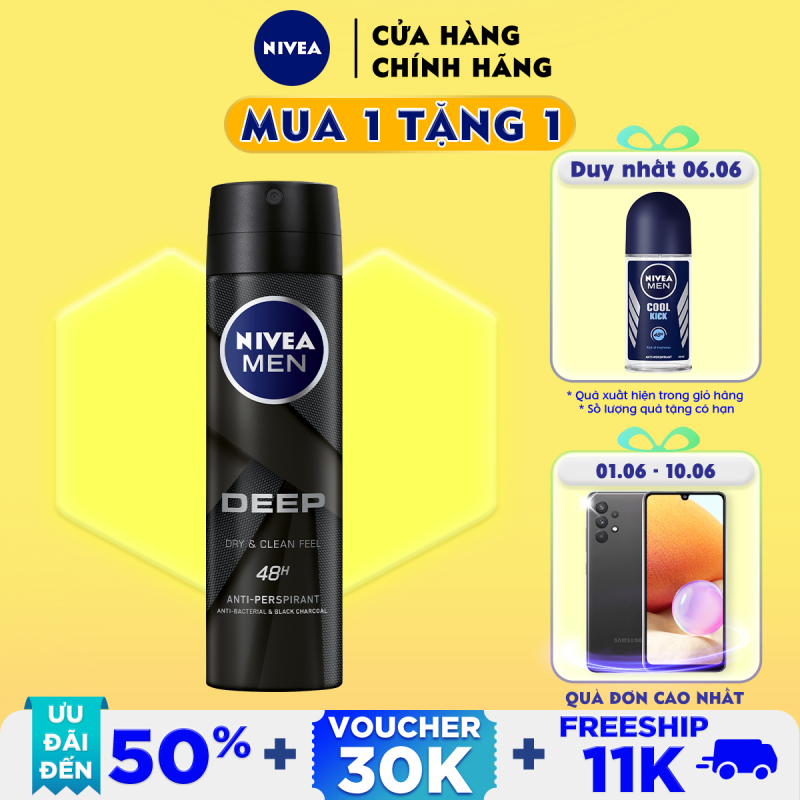Xịt Ngăn Mùi Nivea Men Than Hoạt Tính 80027 (150ml) giá rẻ