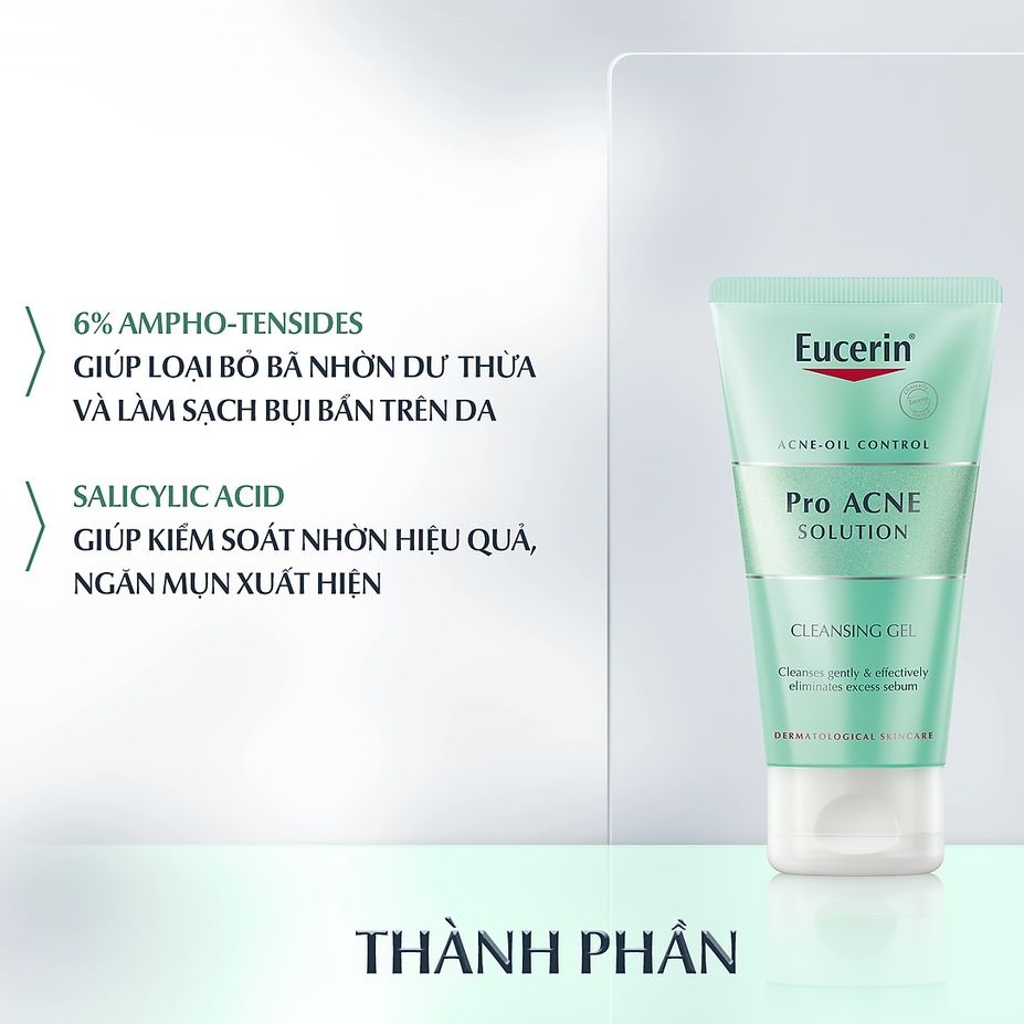 Sữa rửa mặt làm giảm mụn Eucerin Pro Acne Cleansing Gel
