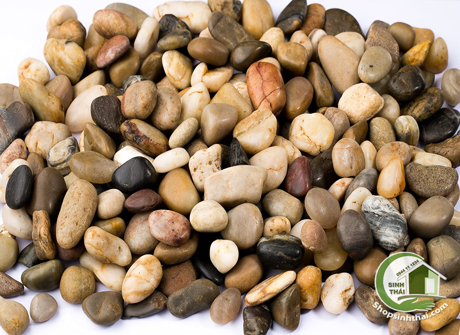 [HCM]1kg đá sỏi màu hỗn hợp lớn - đá trang trí trồng cây - trang trí bể cá - sân vườn