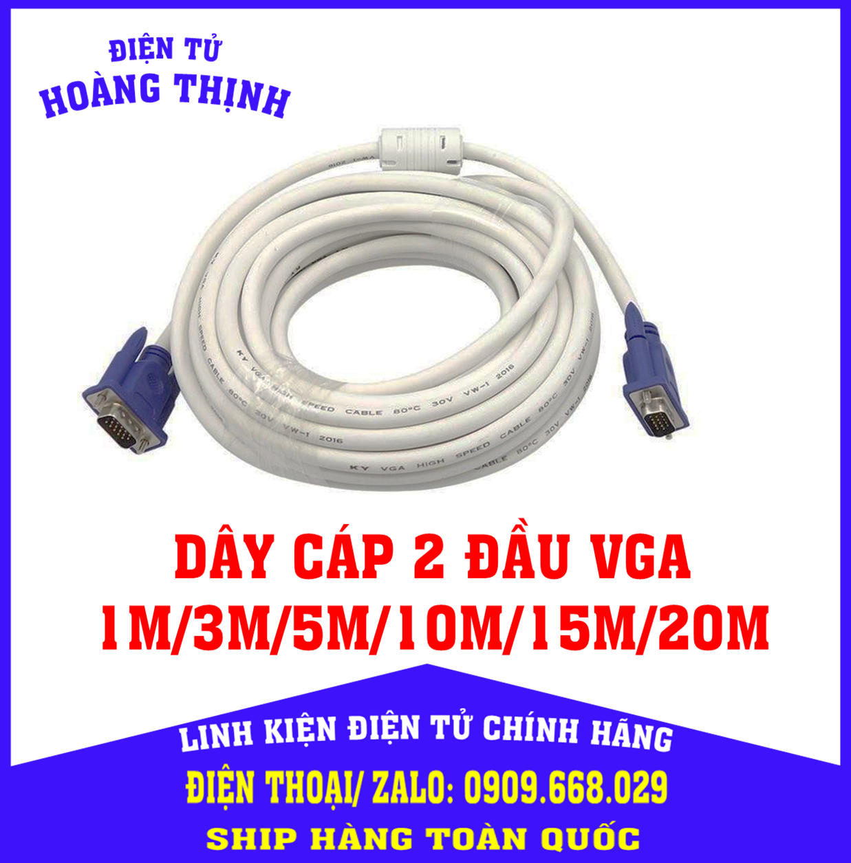 Dây cáp vga đủ loại 1.5m/3m/5m/10m/15m/ 20m - sử dụng cho máy tính máy chiếu tivi..