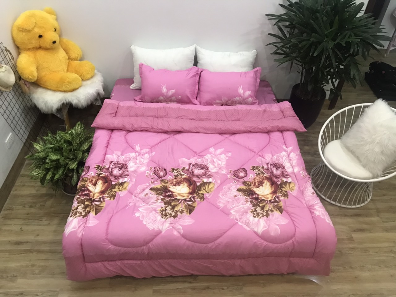 Bộ Chăn Phao 5 Món ( Gồm 1 Chăn Phao + 1 Ga Bo Chun + 2 Vỏ Gối Nằm + 1 Vỏ Gối Ôm) Mẫu Phao 2