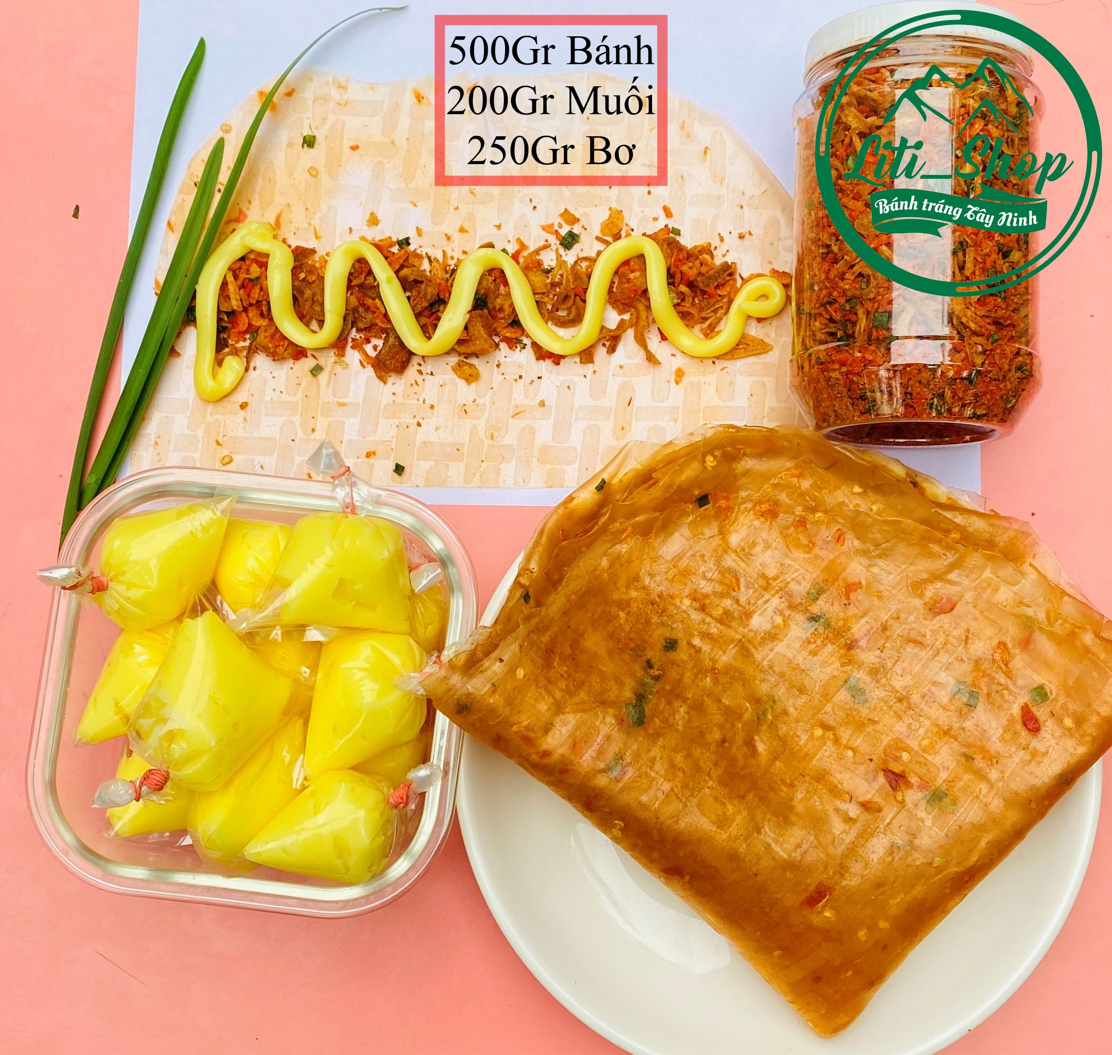 [ĐỒ ĂN VẶT] - Combo Bánh Tráng Dẻo tôm (500gr) - Hành ruốc (200gr) - Bơ vàng (250gr)