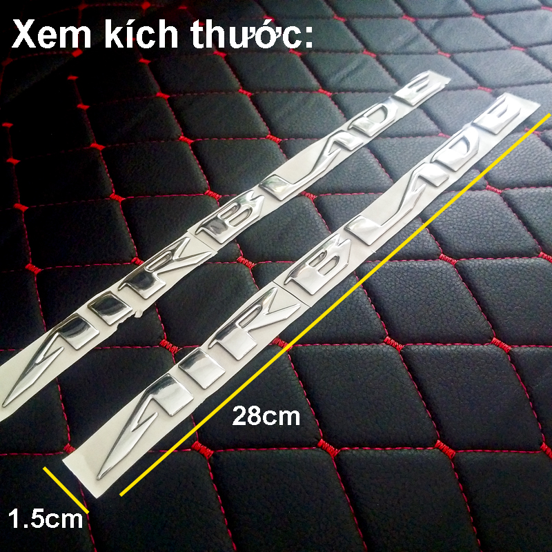 Bộ 2 tem chữ Air Blade 3D nổi màu Bạc, Đỏ