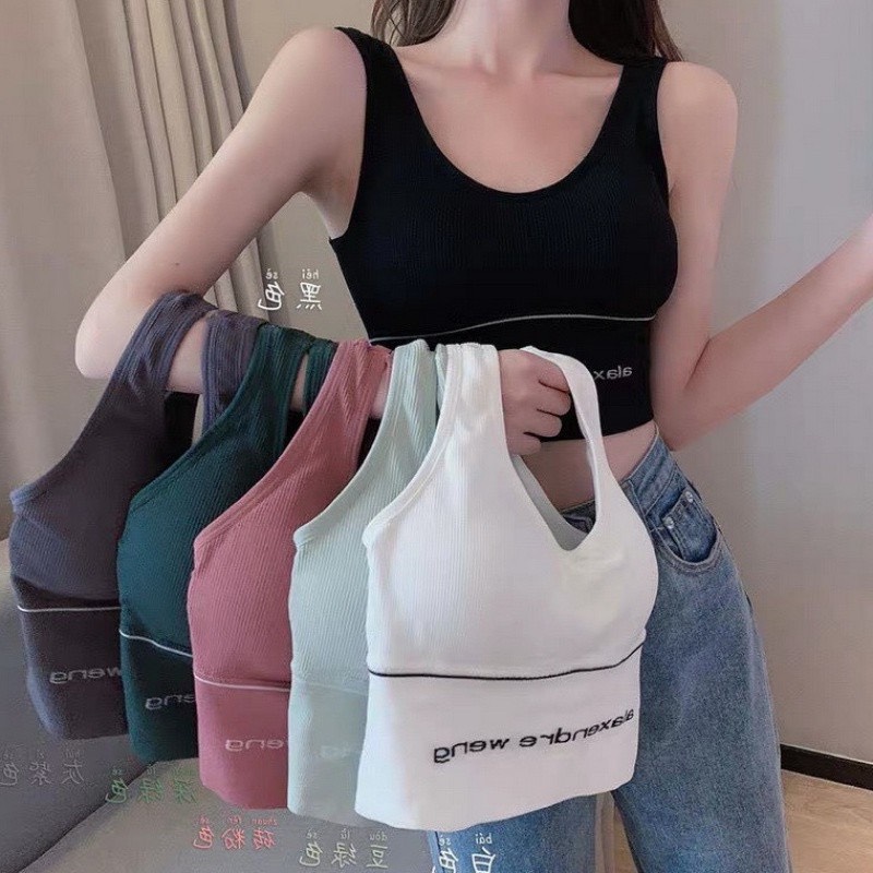 Áo Bra Thể Thao Ba Lỗ Thêu Chữ Đủ Màu Áo Croptop Tập Gym Yoga Hở Lưng Thoáng Khí - OB038