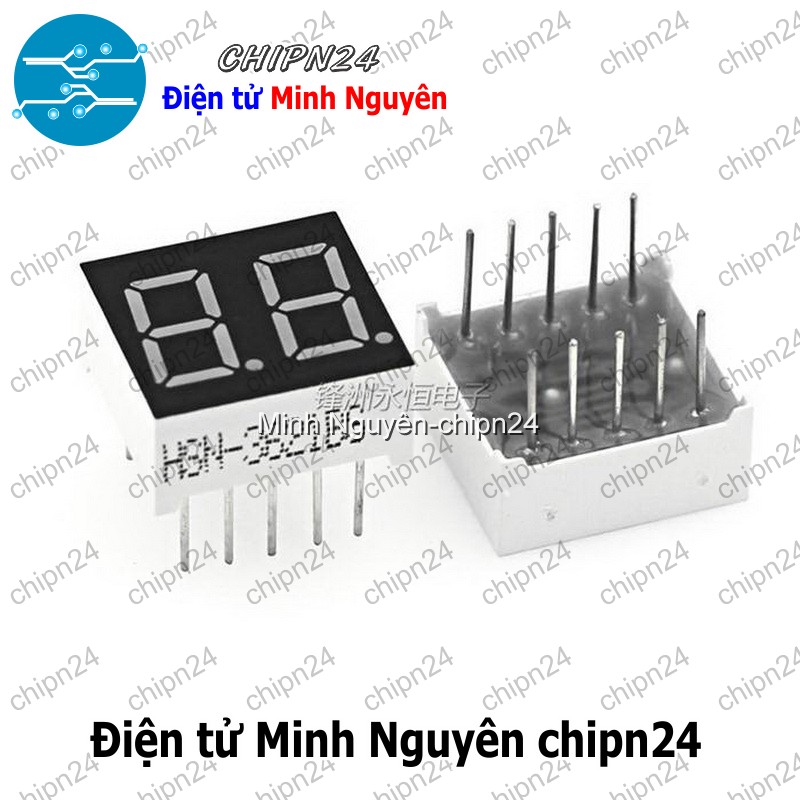 [2 con] (F24) Led 7 Đoạn 0.36 inch 2 Số Dương chung (Sáng Đỏ)