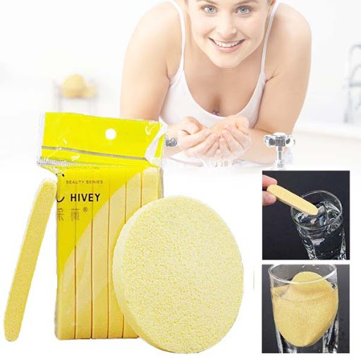 [Gói 12 miếng] Bông nở rửa mặt Chivey Nhật Bản