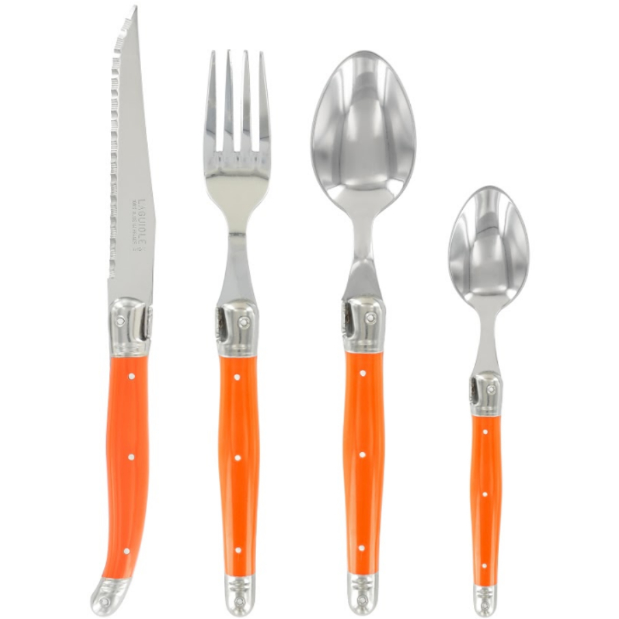 Bộ dao thìa dĩa Laguiole inox 304 Jean Dubost Pháp cán nhựa màu cam