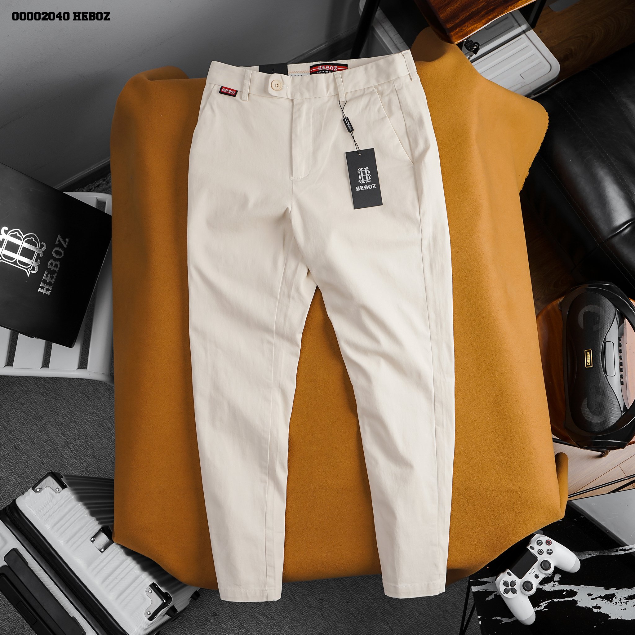 Quần dài kaki heboz 1 4m, quần dài nam form slim fit co giãn - 00002040
