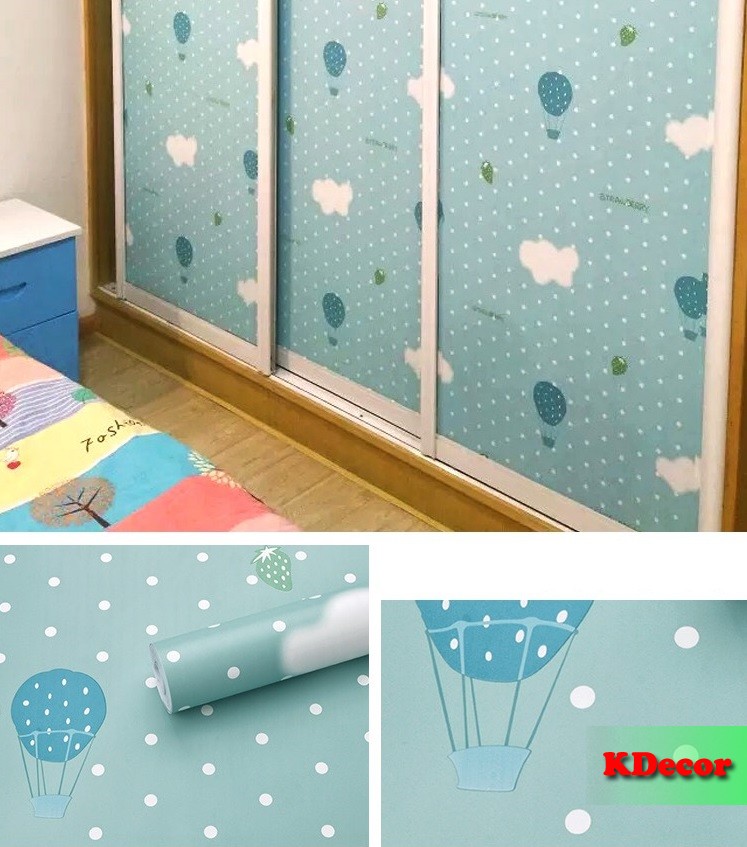 10m Giấy dán tường Dâu tây xanh có sẵn keo khổ 45cm
