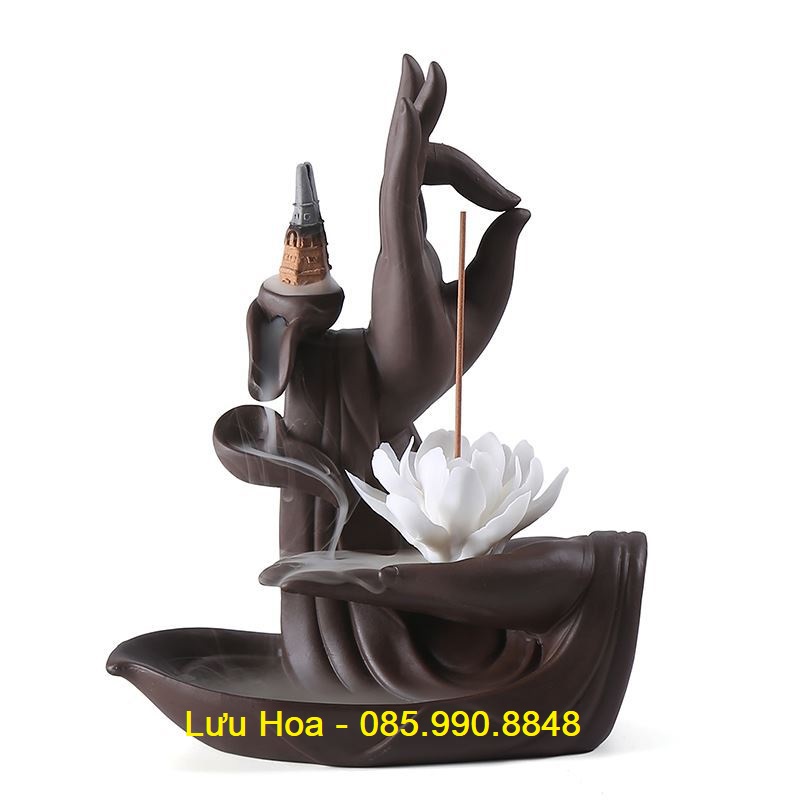 Thác Khói Trầm Hương Thác Trầm Khói Ngược Cao Cấp - Bàn Tay Phật Đà - Hút tài lộc, thư giãn, thưởng trà, thiền định