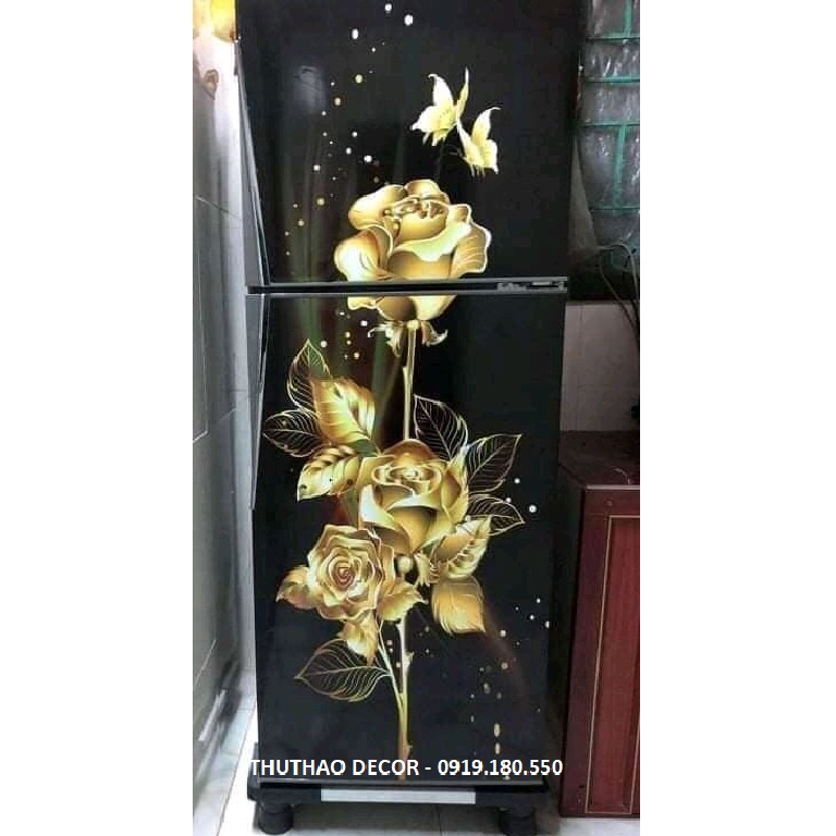 Miếng dán tủ lạnh Hoa Hồng Vàng - THUTHAODECOR