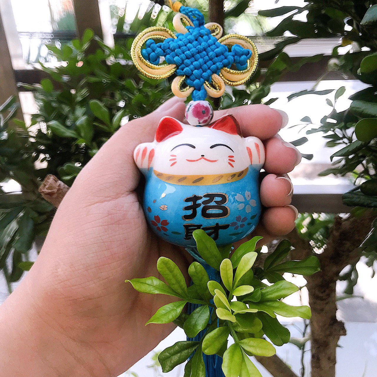 Dây treo mèo sứ cát tường phong thủy