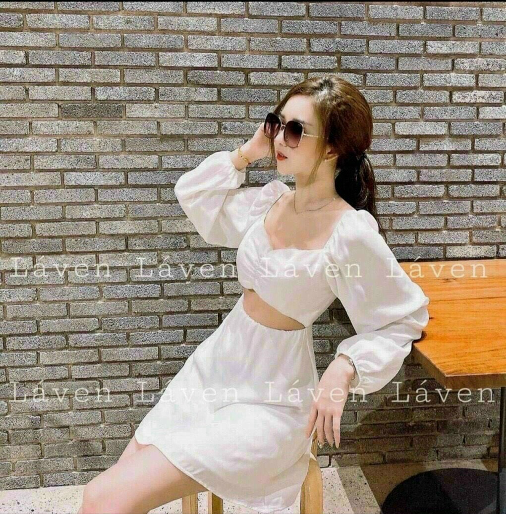 Đầm Voan Tay phồng Nhún Ngực Có Mút-QC