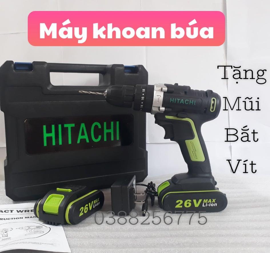 MÁY KHOAN BÚA,MÁY BẮT VÍT CÓ BÚA HITACHI 26v (kèm 2pin..tặng kèm mũi bắt vít)
