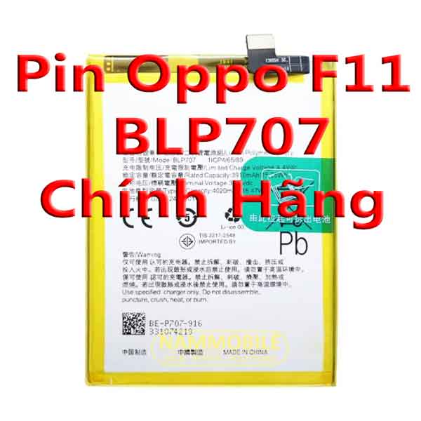 Pin oppo f11 blp707 4020mah zin + tặng siu dán pin + freeship