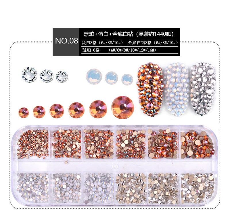 Khay đá đính móng nhiều màu nhiều size -phụ kiện nails