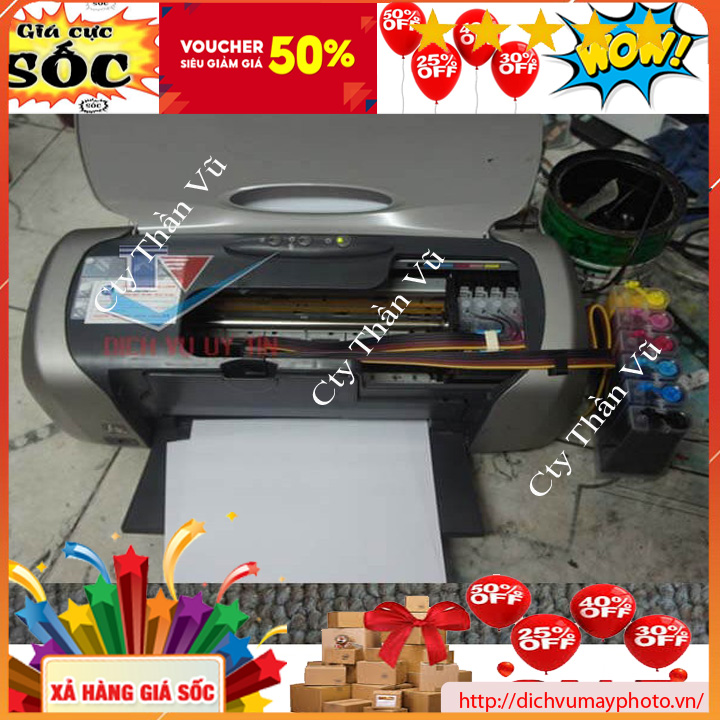 Máy in phun màu cũ Epson 6 màu R230 hàng dùng bền có thể in được nhiều