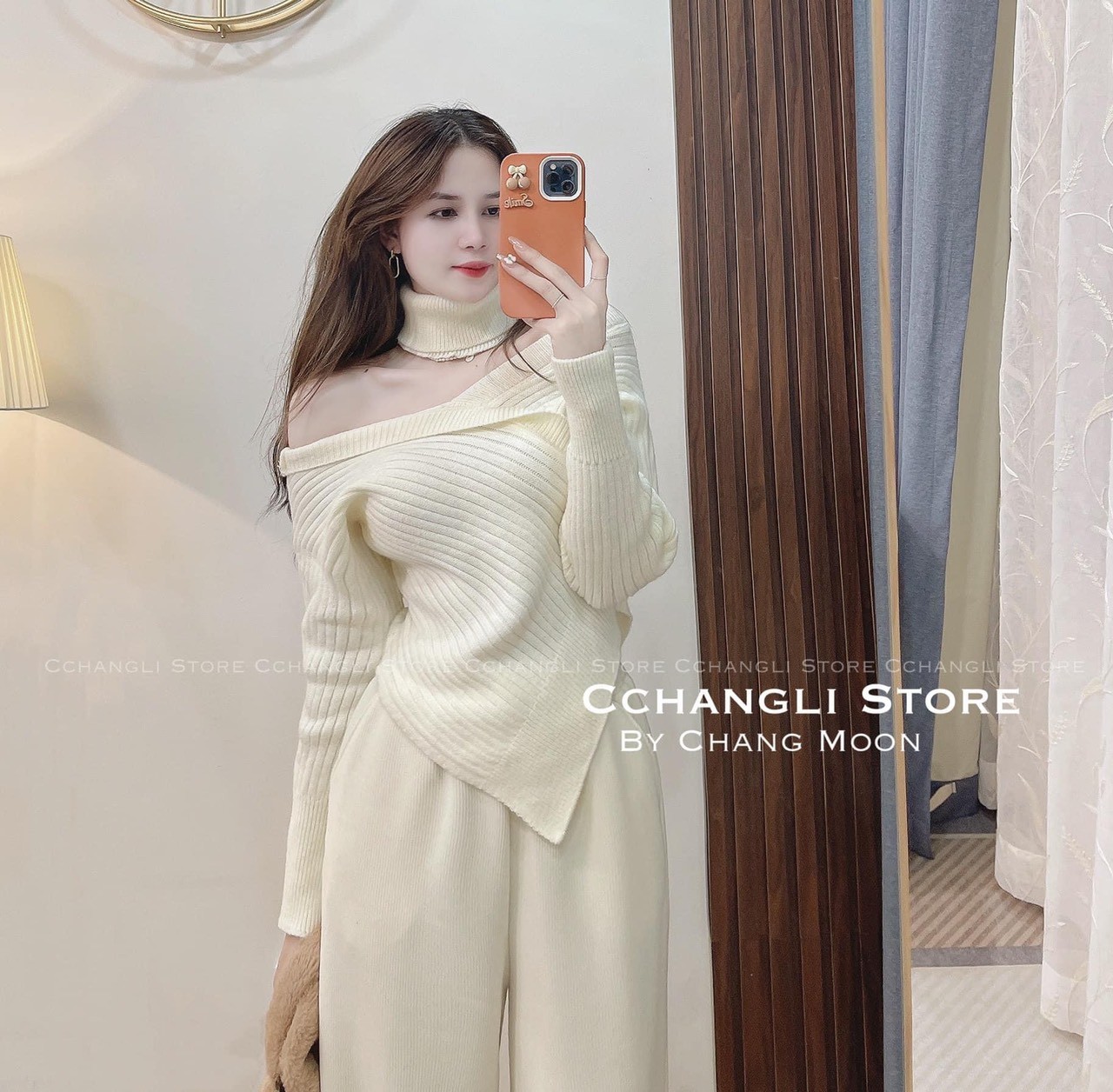 Áo len chéo vạt 4 màu kèm dây cổ