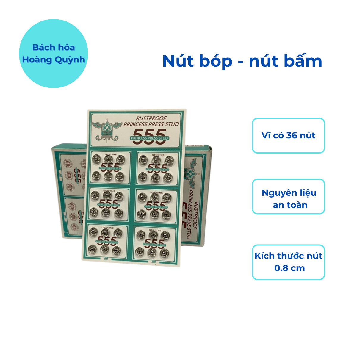 Nút bóp quần áo vĩ 36 nút hiệu 555.