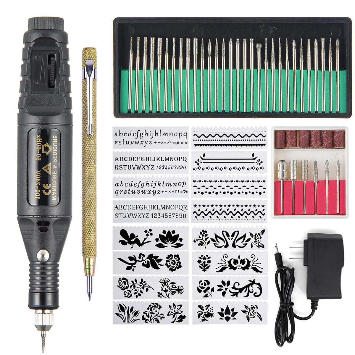 SilyNew 100 V-240 V Mini Có Thể Điều Chỉnh Tốc Độ Máy Mài Điện Khoan Dụng Cụ Biến Đổi Tốc Độ Quay Bút Khắc Chữ Khắc Dụng Cụ bộ Xay Đánh Bóng EU/MỸ Cắm 3000-20000 Tái bản/phút (Đen)