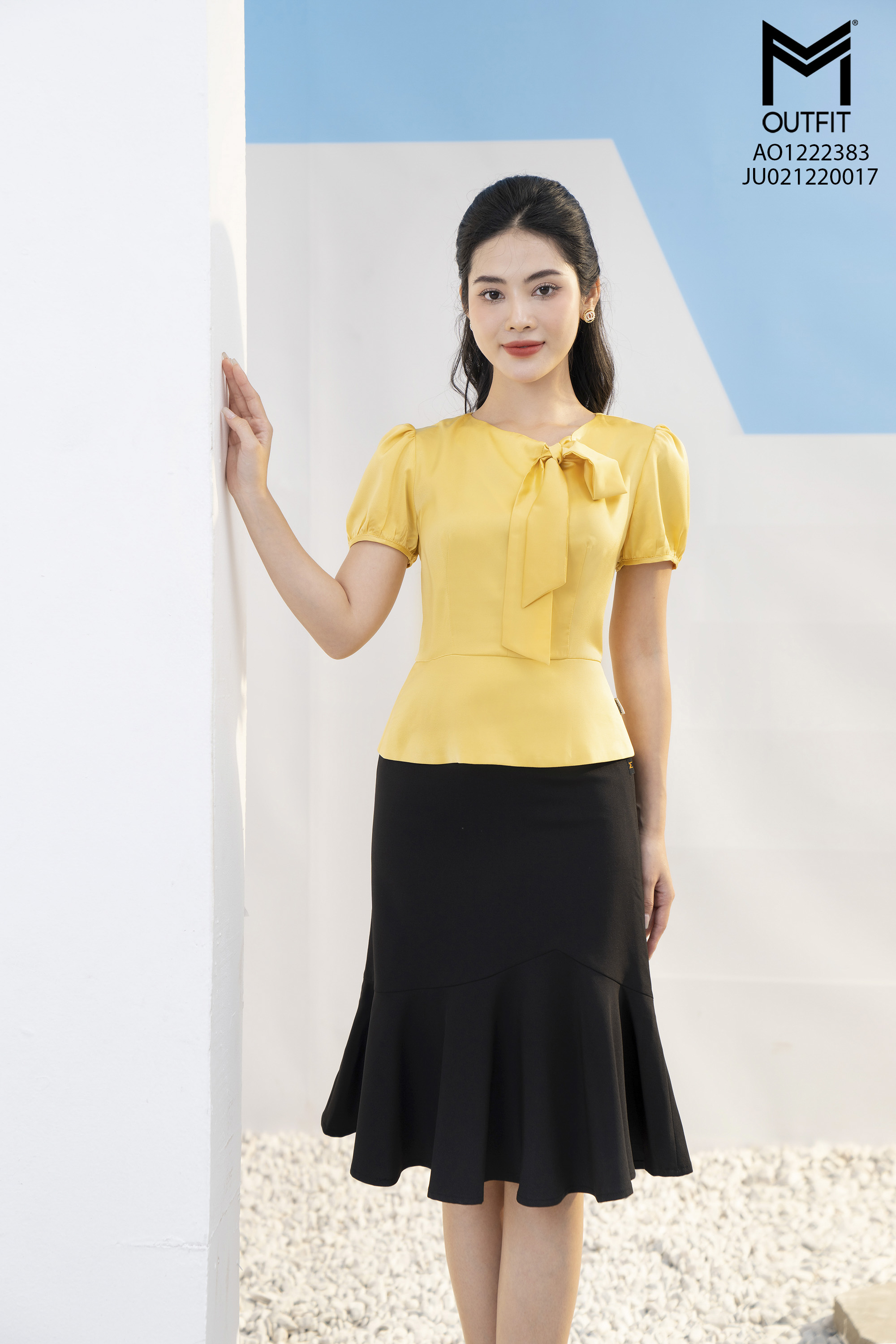 Áo sơ mi cổ buộc nơ cao cấp Mmoutfit