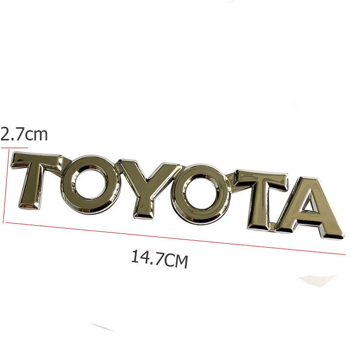 Tem logo chữ nổi TOYOTA dán trang trí xe TO2 (trắng)