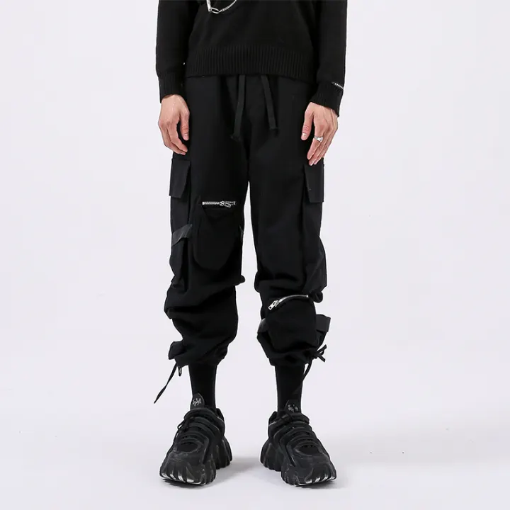 black strap cargo pants