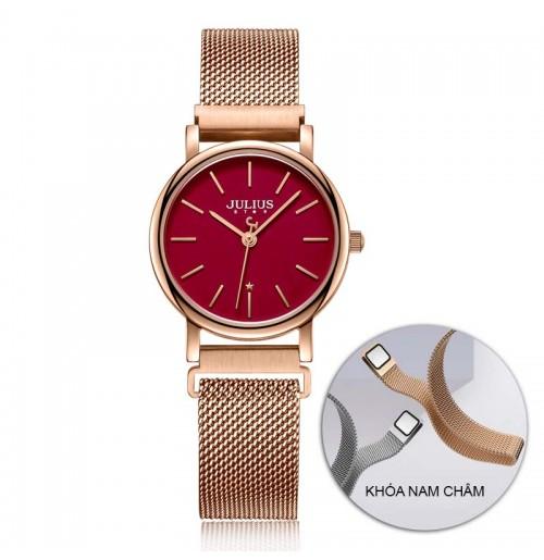 ĐỒNG HỒ NỮ DÂY NAM CHÂM JS-024B JULIUS STAR HÀN QUỐC (ĐỎ)