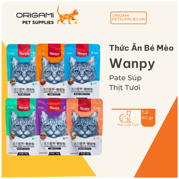 [HCM] Pate Wanpy - Túi 80g - Cho Mèo Kén Ăn - 7 Mùi Vị - Origami Pet