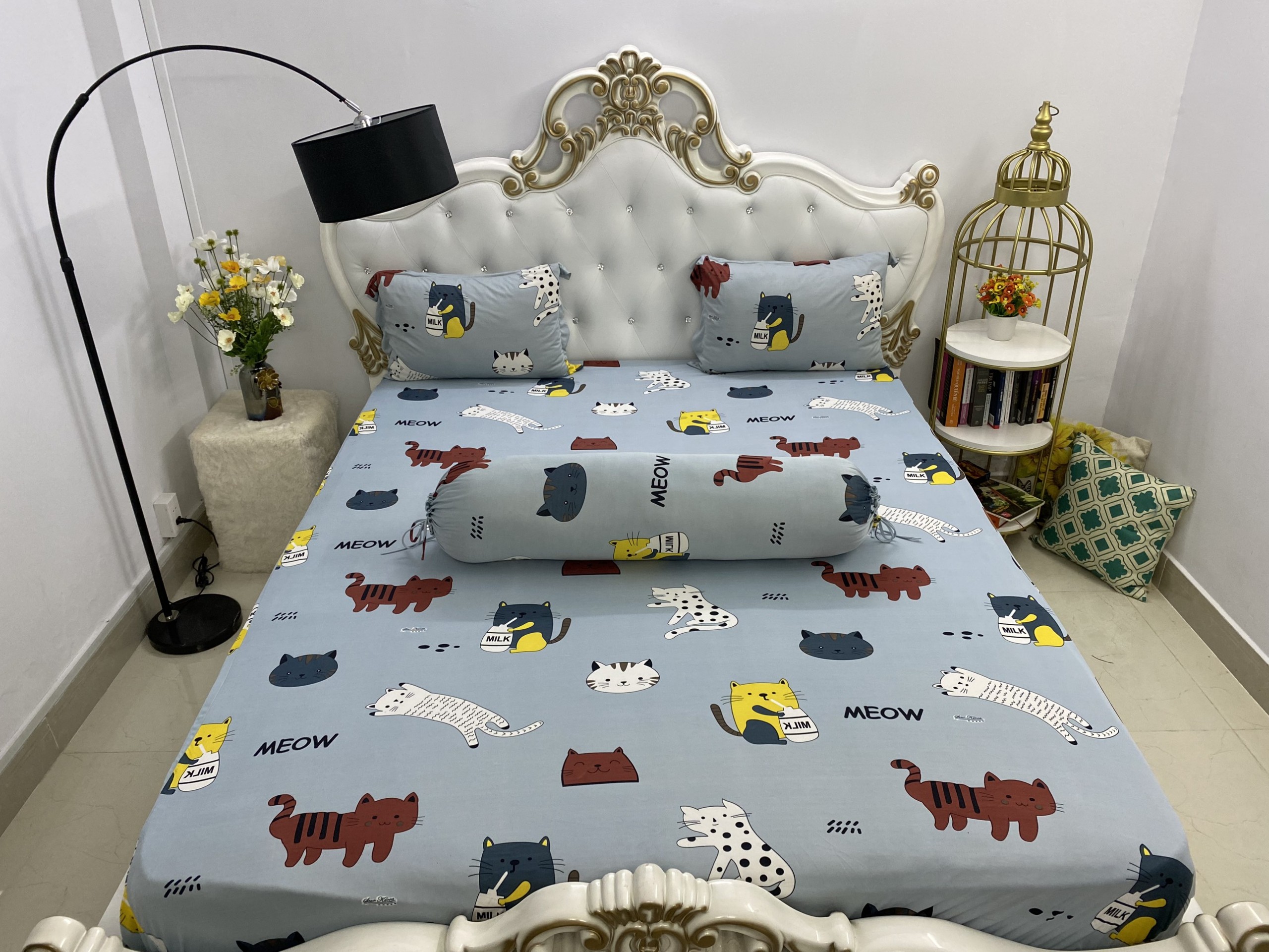 Bộ Drap Thun Hàn Quốc mát lạnh { 4 món } đủ size"