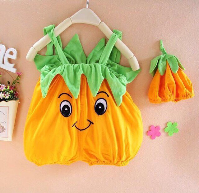 Body dưa hấu, bí đỏ kèm mũ  cho bé