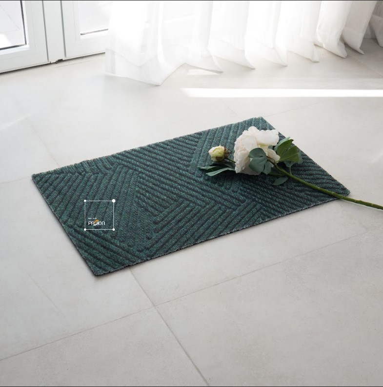 Thảm Lau Chân Nhựa Đan Rối Phối Vân Sóng Sọc Màu Sang Trọng Trang Trí Cửa Ra Vào