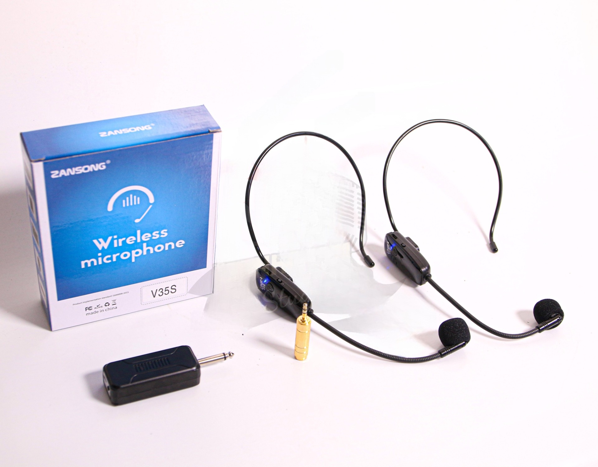 Bộ 2 Micro Không Dây Đeo Tai Zansong V35S , Hỗ Trợ Thuyết Trình , Giảng Dạy , Micro Thuyết Trình Trợ Giảng Không Dây UHF , Đầu Thu 6.5Mm Chuyên Dùng Cho Loa Mini , Loa Kéo , Máy Trợ Giảng ( Tặng Kèm Đầu Thu 3.5 )
