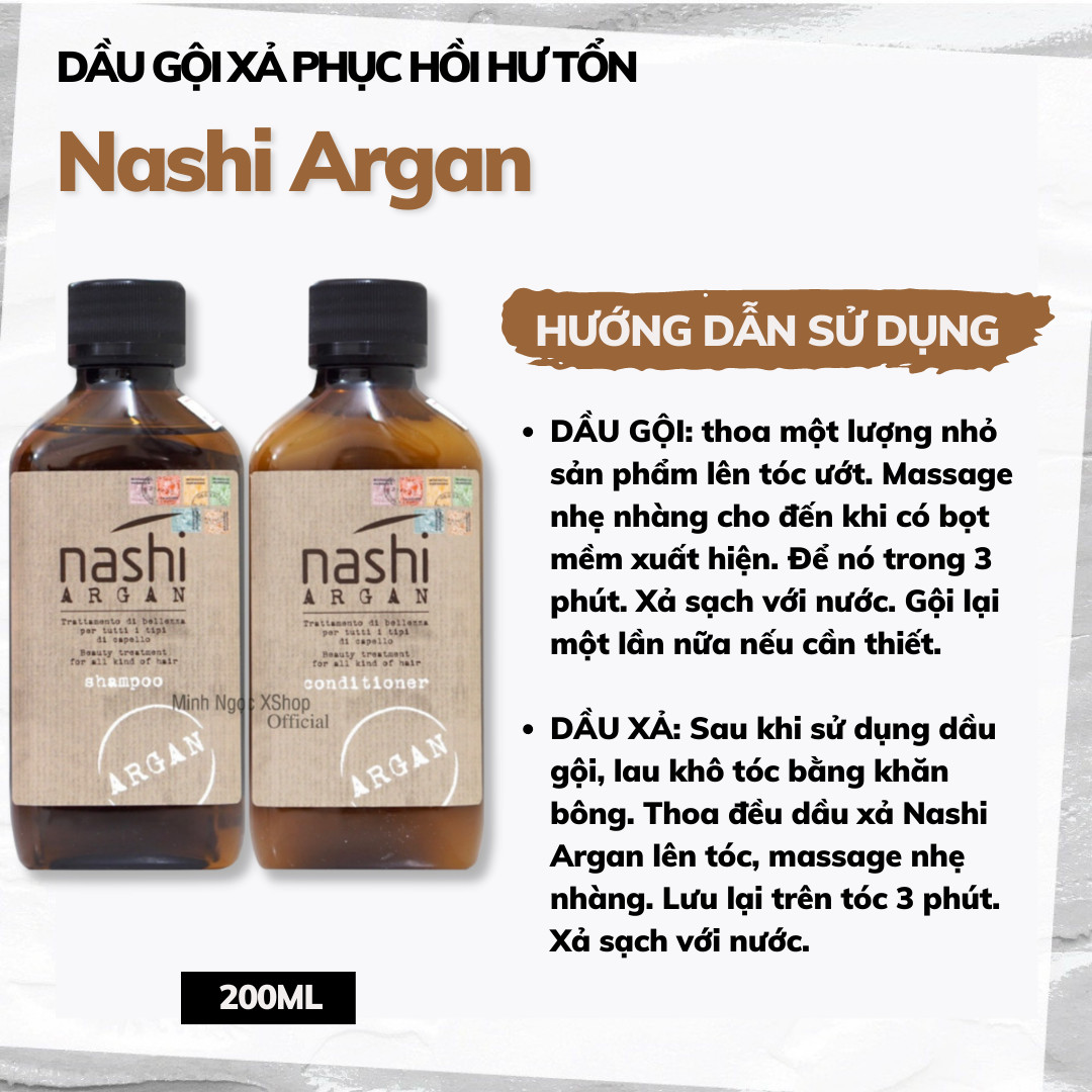 Dầu gội phục hồi tóc hư tổn Nashi Argan 200ML