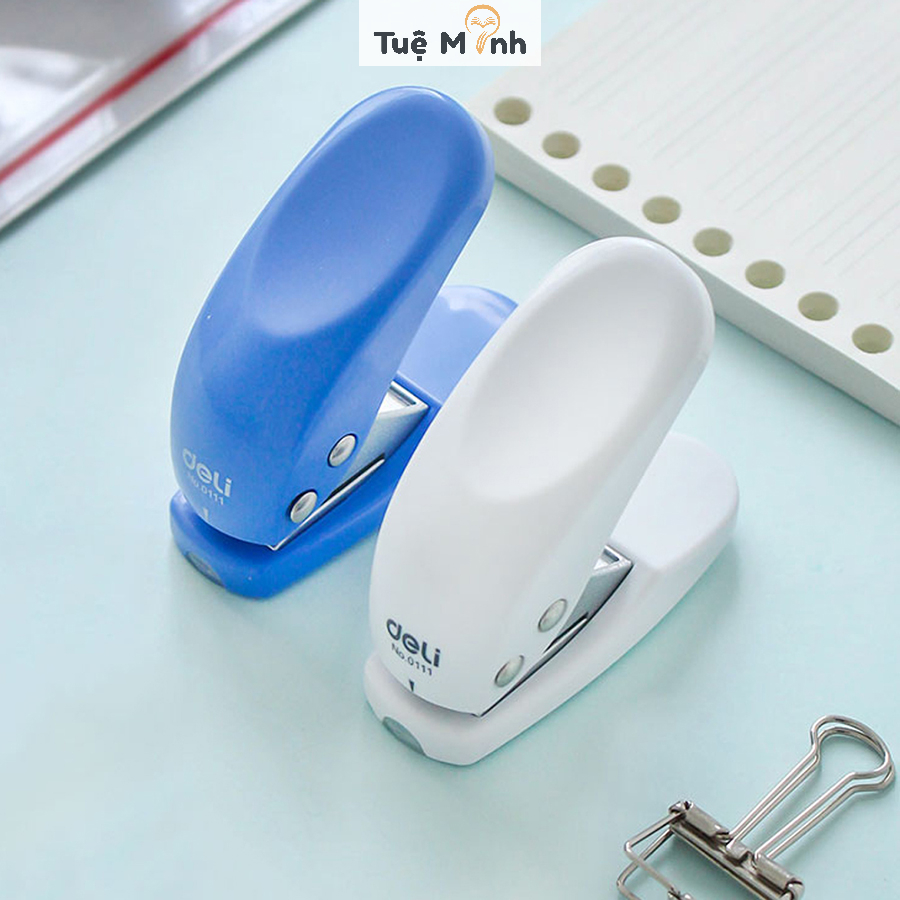 Bấm lỗ giấy mini Deli cầm tay tối đa 10 tờ 80gsm, VPP Tuệ Minh dụng cụ đục lỗ C08