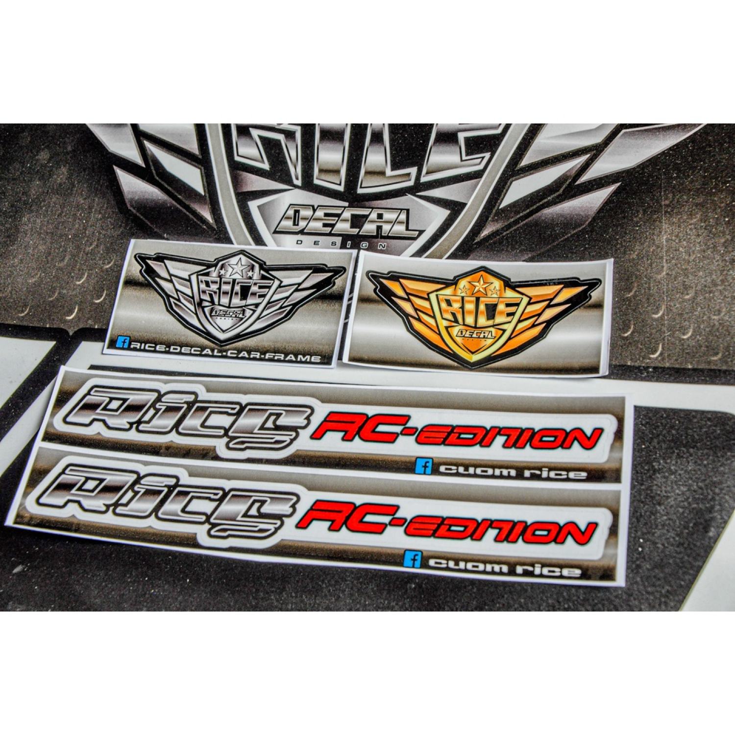 Tem Dán Phuôc Rice RC edition + Rice Disk Brake dàn cho phuộc màu sơn bạc ( 1 cặp )