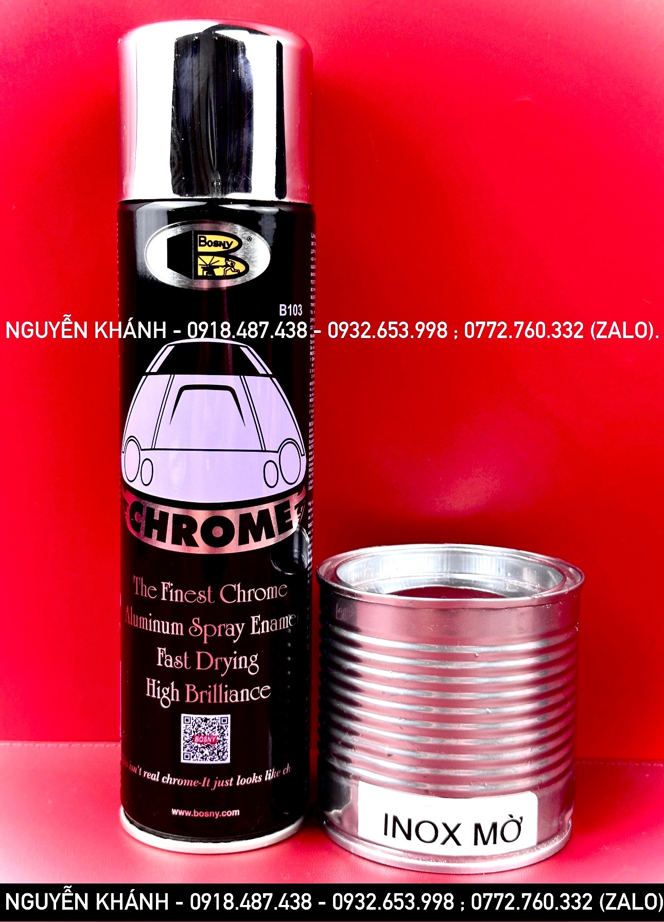 Sơn xịt mạ inox chrome Bosny(B103) - inox mờ nhám