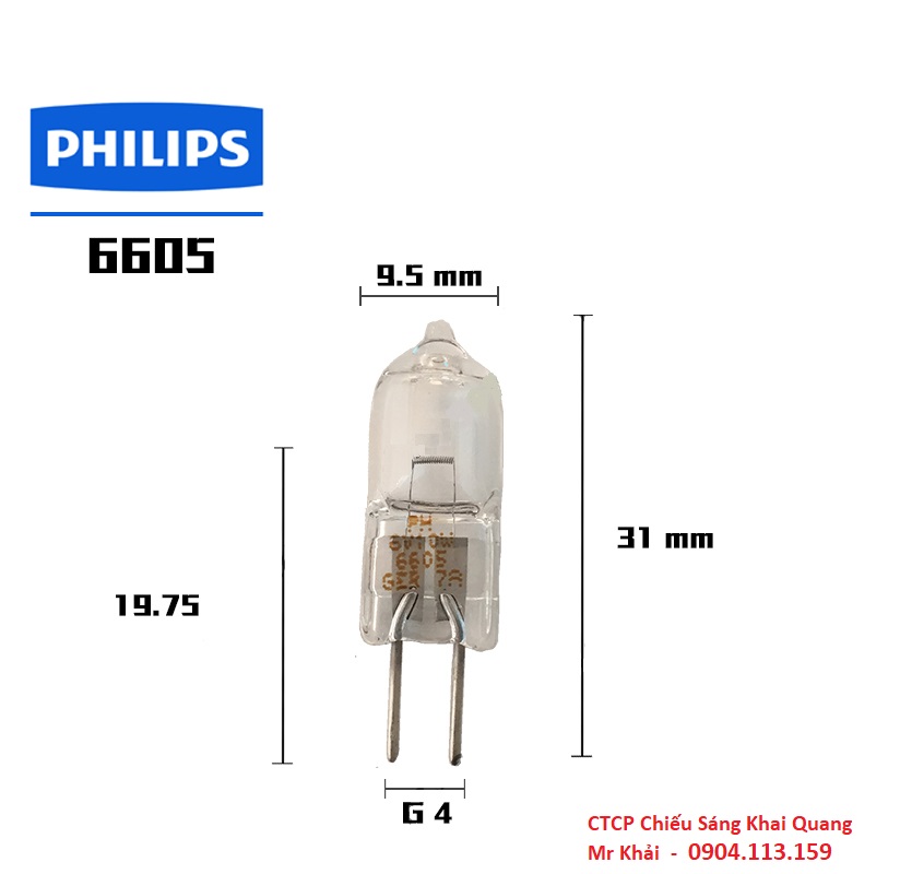 Bóng đèn halogen philips 6605 6v 10w g4 tuổi thọ 2000h