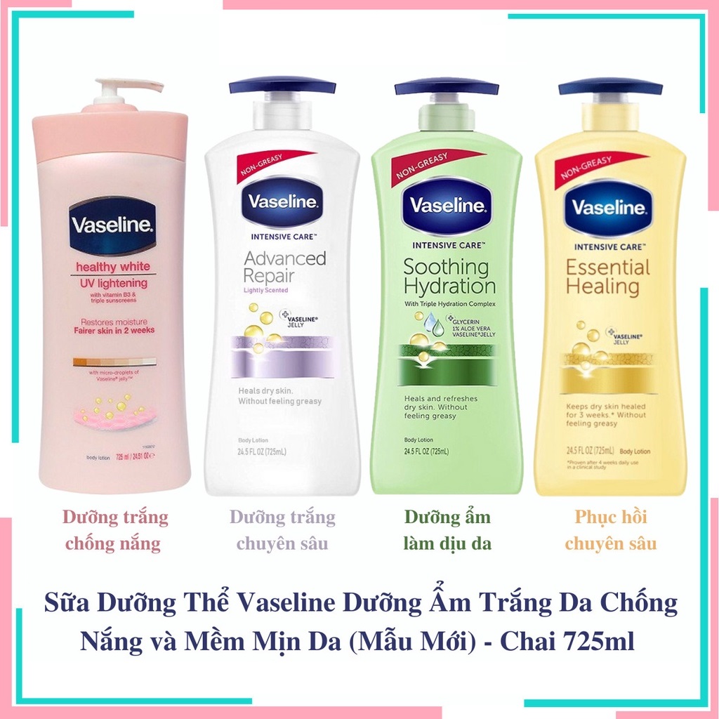 Dưỡng Thể Trắng Da Vaseline Healthy 725ml