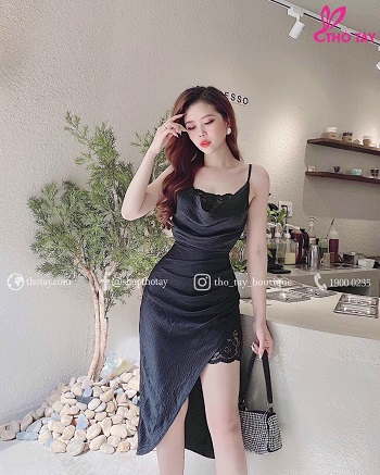 [HCM]ĐẦM 2 DÂY PHỐI REN XẺ ĐÙI CỰC XINH