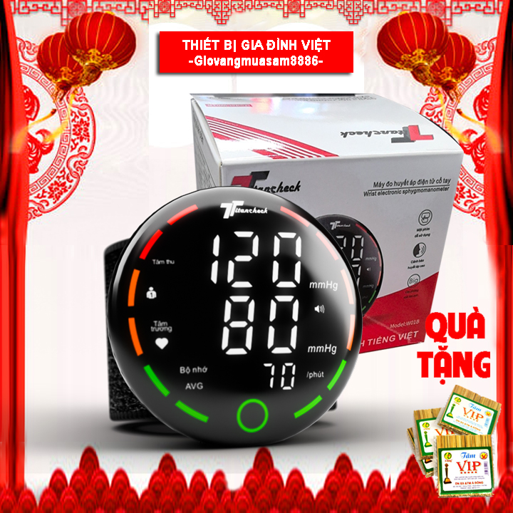 Máy đo huyết áp cổ tay TITANCHECK B01C Pin sạc Lithium,Màn hình led kỹ thuật số, giọng nói tiếng Việt bảo hành chính hãng 3 năm