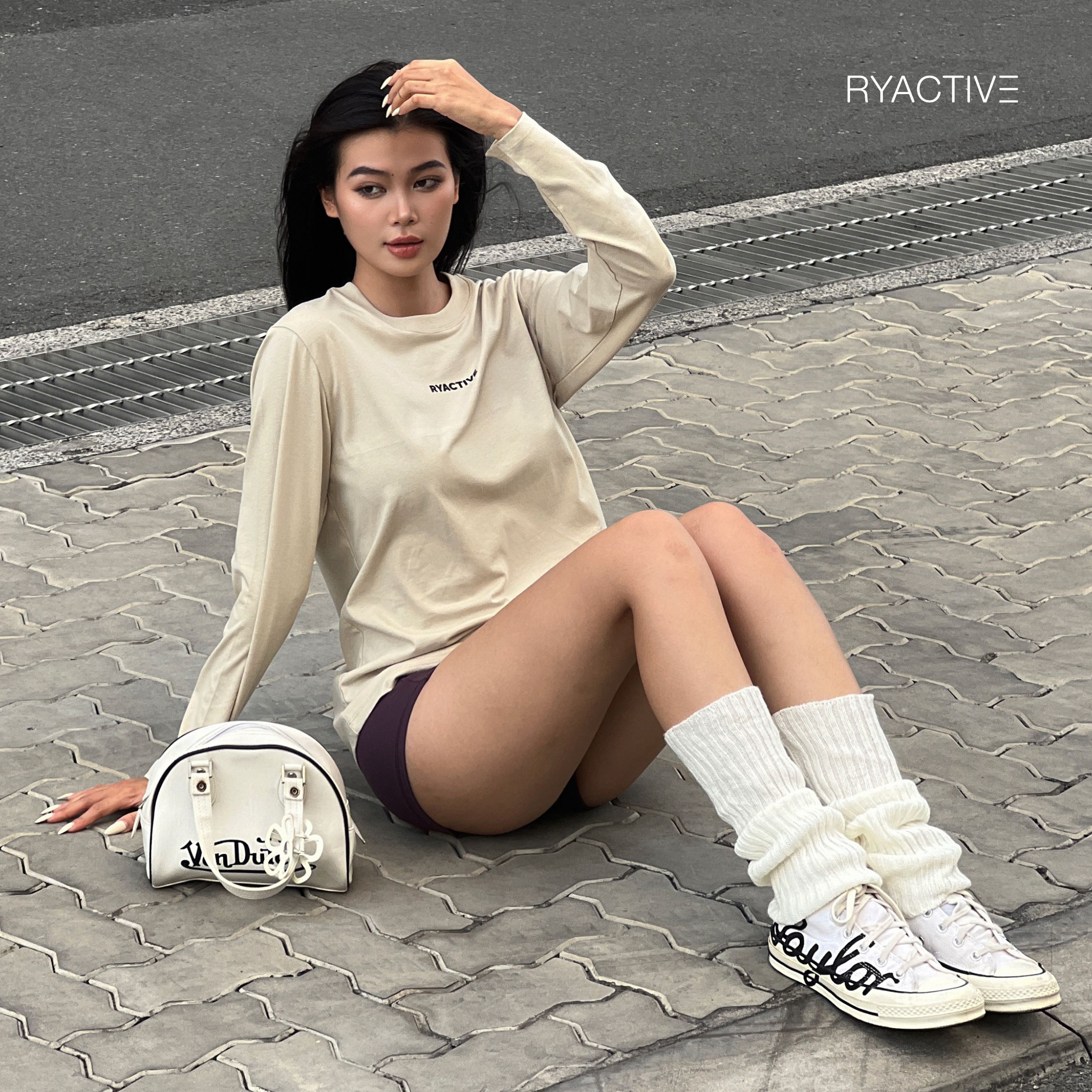 Áo thun tay dài RYACTIVE - BASIC LONGSLEEVES TEE Light Beige