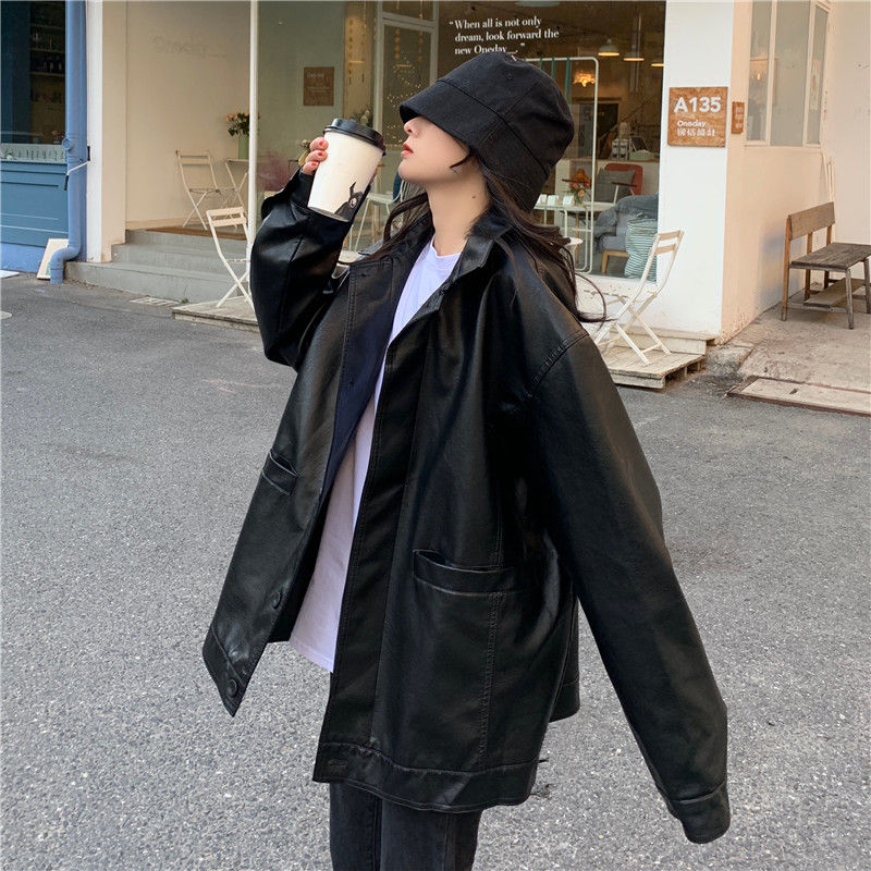 [SẴN] AK30_ÁO KHOÁC DA OVERSIZE ULZZANG CÁ TÍNH